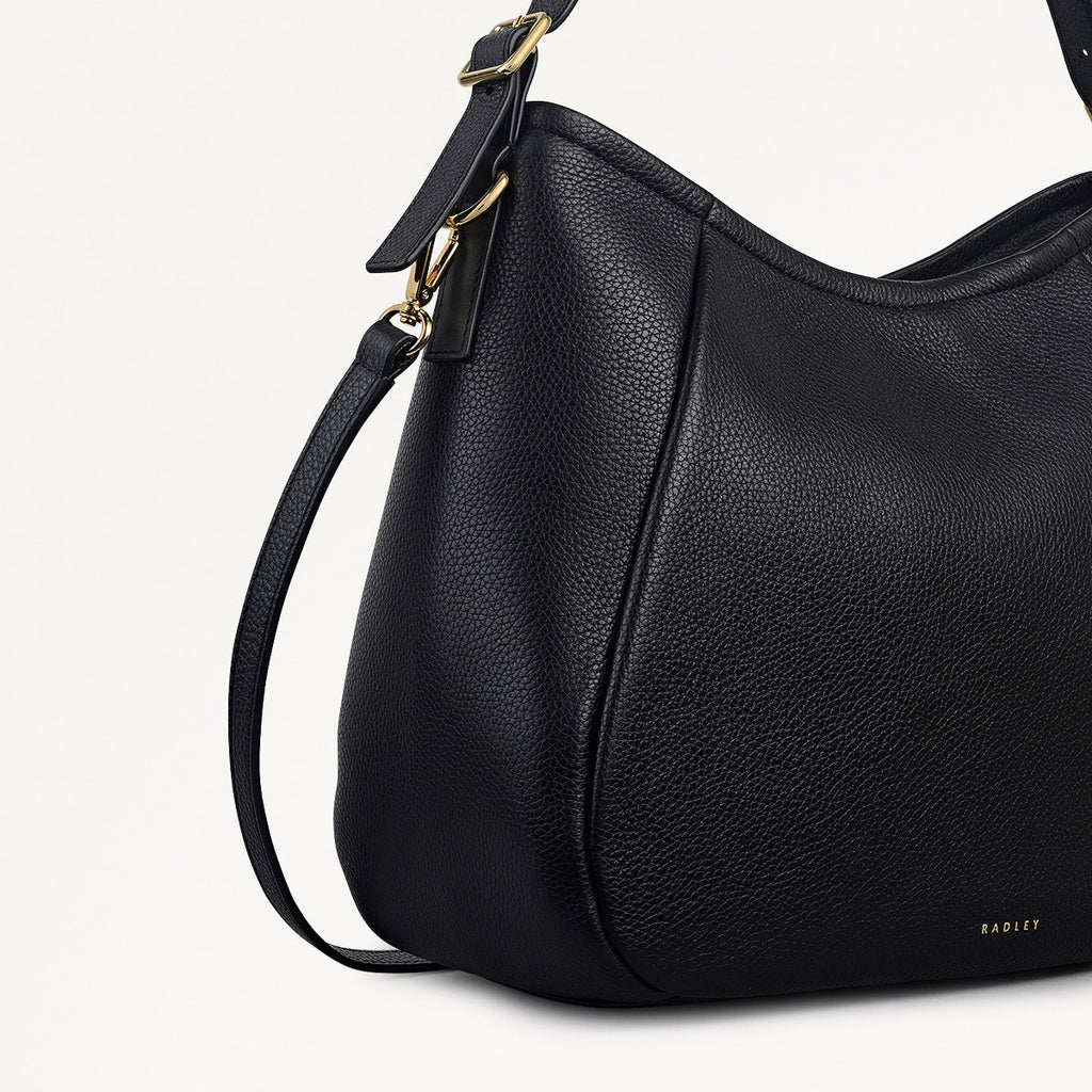 Eastney Street Leather Medium Ziptop Shoulder Bag in Black - 111922