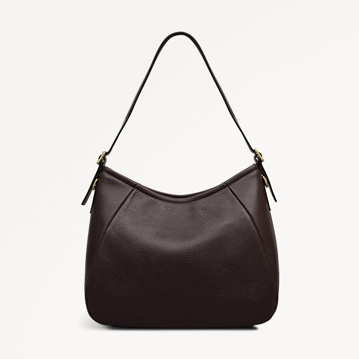 Eastney Street Leather Medium Ziptop Shoulder Bag in Dark Oak - 111924