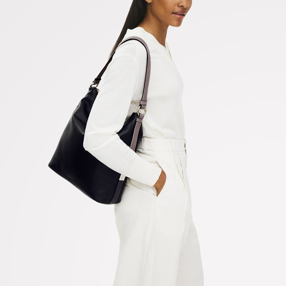 Waterloo Way Medium Ziptop Shoulder Bag in Black - 111925