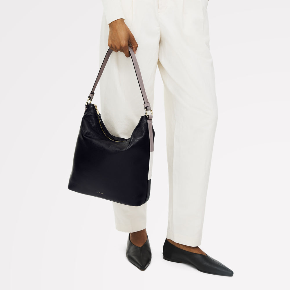 Waterloo Way Medium Ziptop Shoulder Bag in Black - 111925