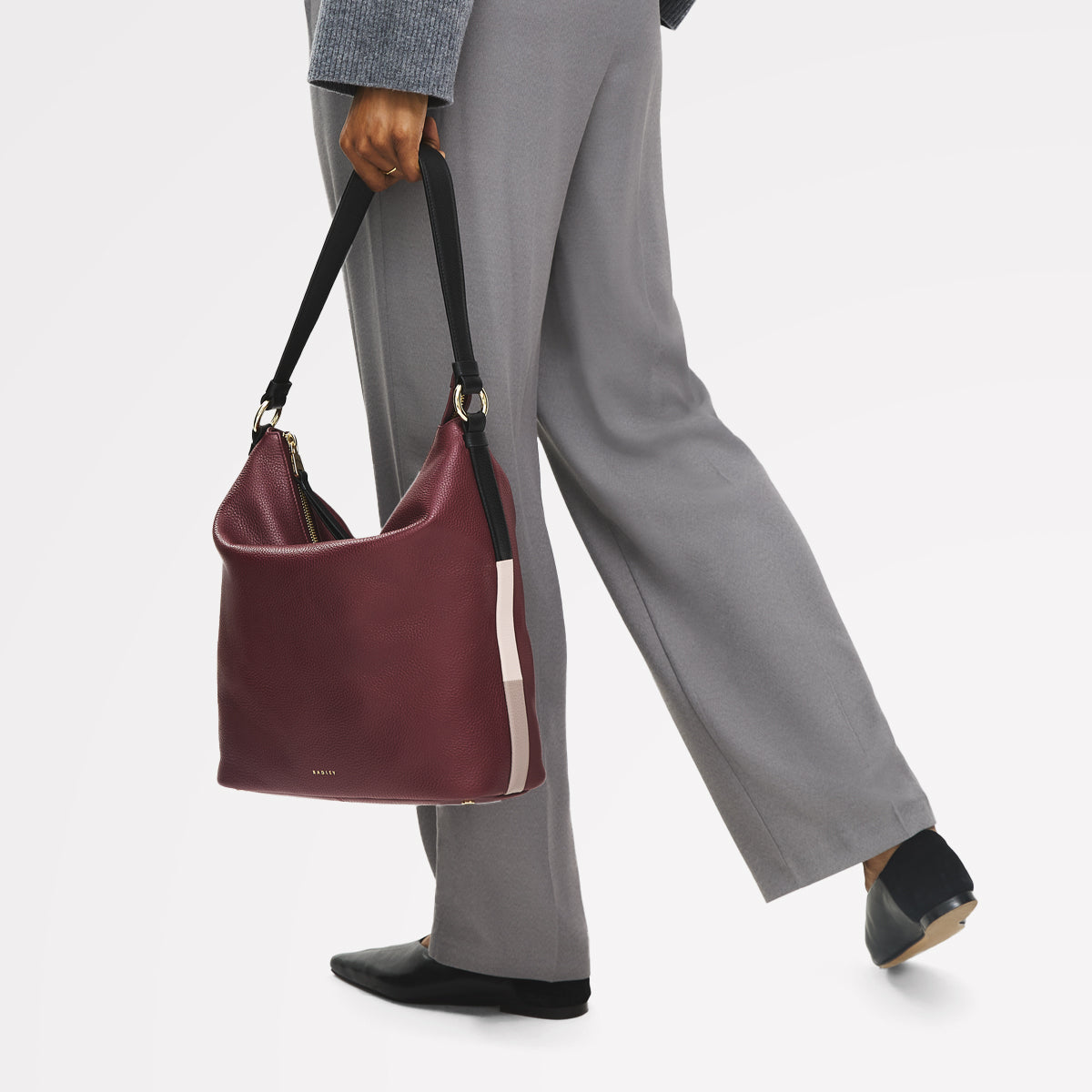 Waterloo Way Leather Medium Ziptop Shoulder Bag in Merlot - 111927