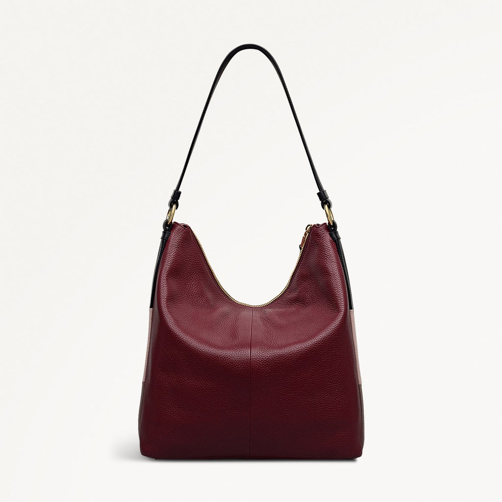 Waterloo Way Leather Medium Ziptop Shoulder Bag in Merlot - 111927
