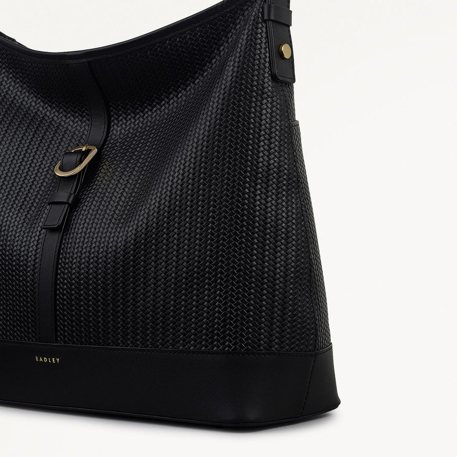 Ebury Leather Medium Ziptop Shoulder Bag in Black - 111929