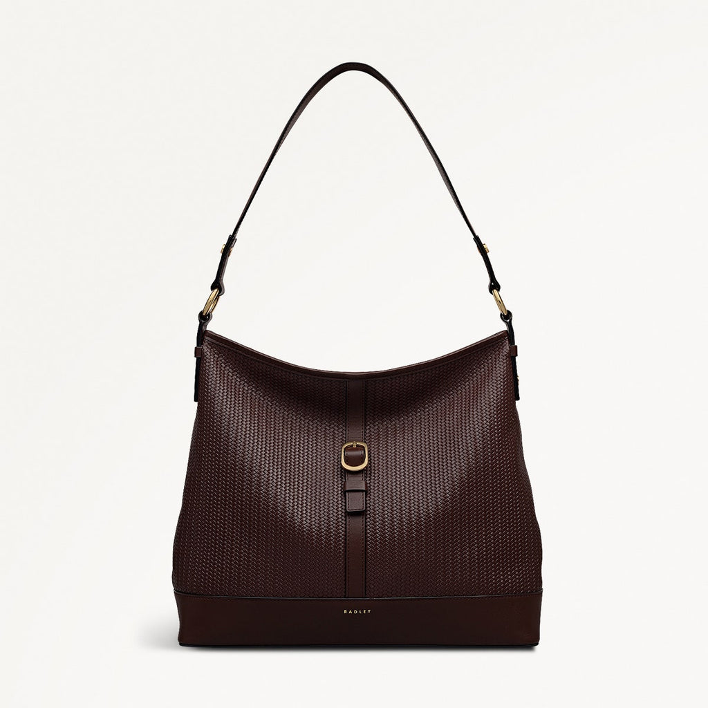 Ebury Leather Medium Ziptop Shoulder Bag in Mahogany - 111930