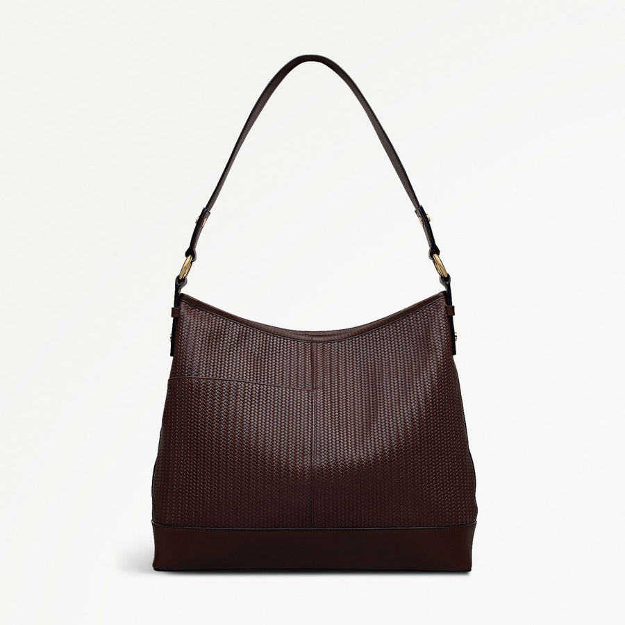 Ebury Leather Medium Ziptop Shoulder Bag in Mahogany - 111930