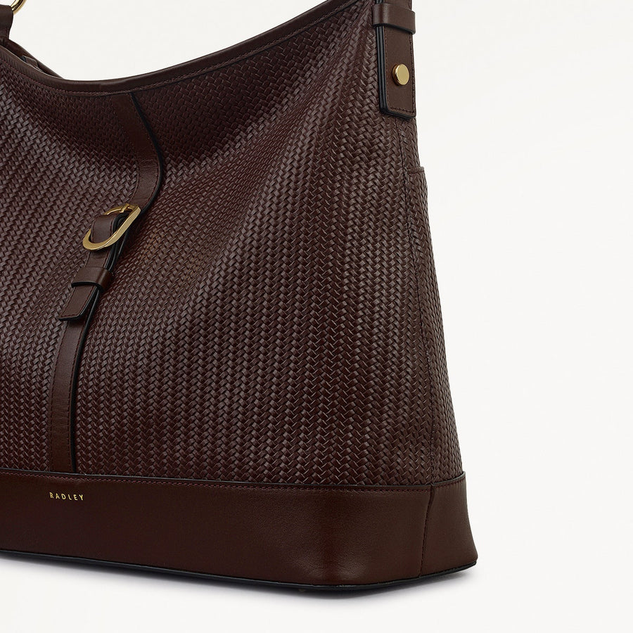 Ebury Leather Medium Ziptop Shoulder Bag in Mahogany - 111930