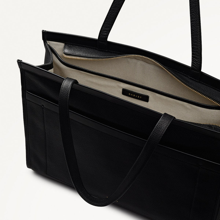 Alba Place Leather Large Ziptop Workbag Bag in Black - 111931