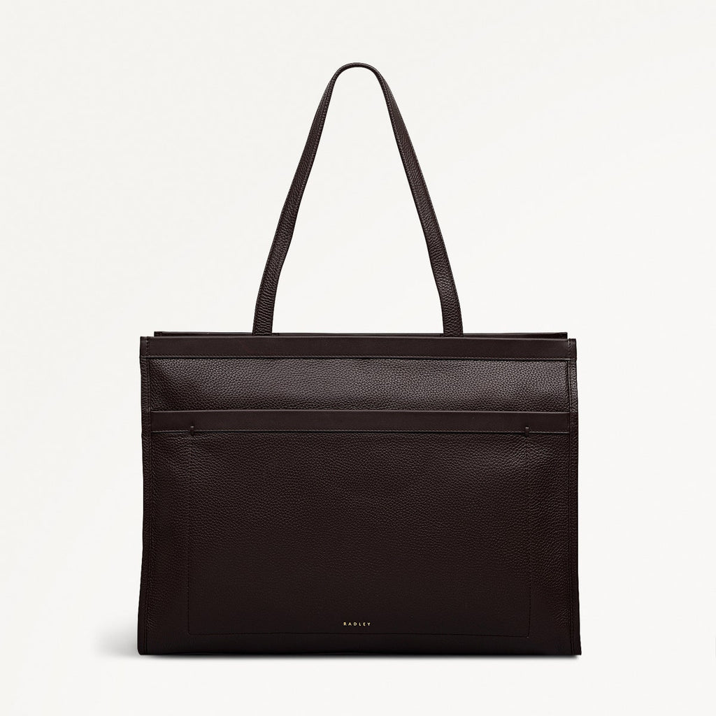 Alba Place Leather Large Ziptop Workbag Bag in Dark Oak - 111932