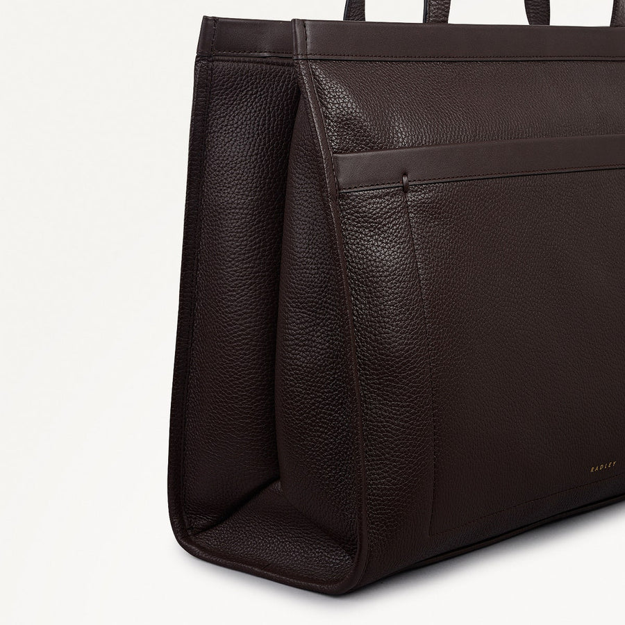 Alba Place Leather Large Ziptop Workbag Bag in Dark Oak - 111932