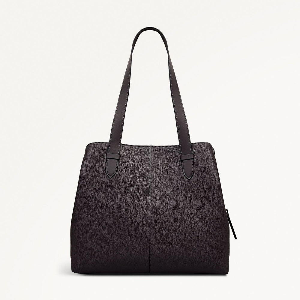 Piccardy Hill 2.0 Leather Medium Ziptop Shoulder Bag in Thunder - 111933