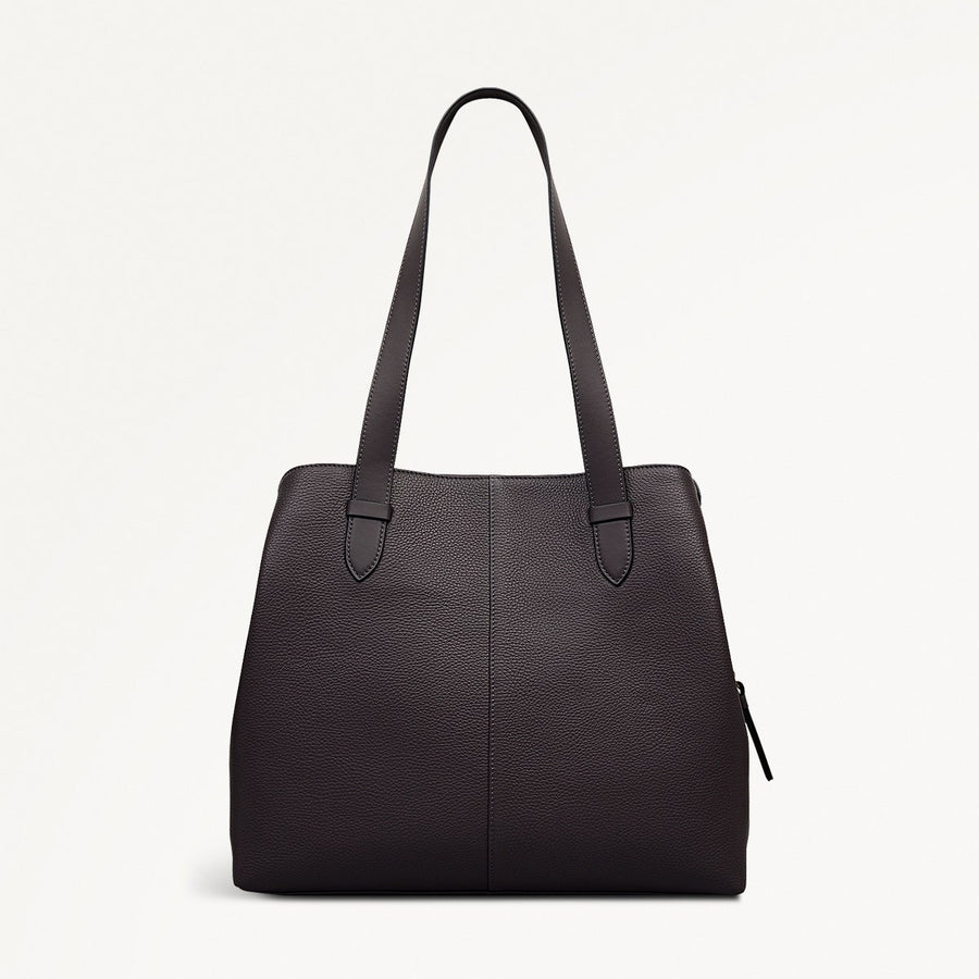 Piccardy Hill 2.0 Leather Medium Ziptop Shoulder Bag in Thunder - 111933