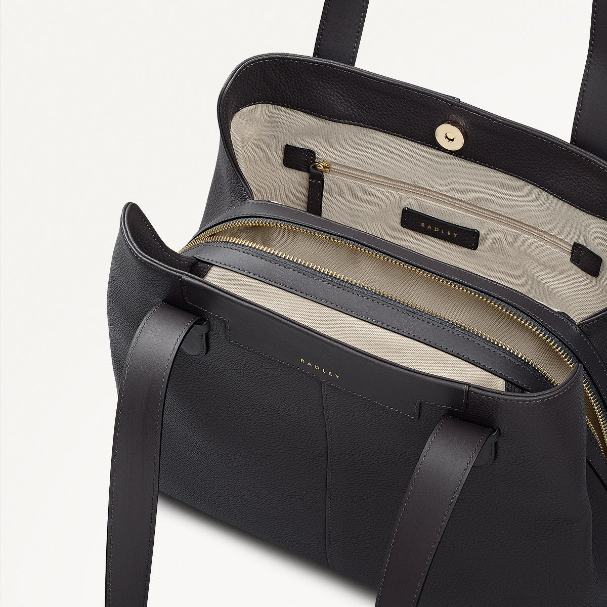 Piccardy Hill 2.0 Leather Medium Ziptop Shoulder Bag in Thunder - 111933