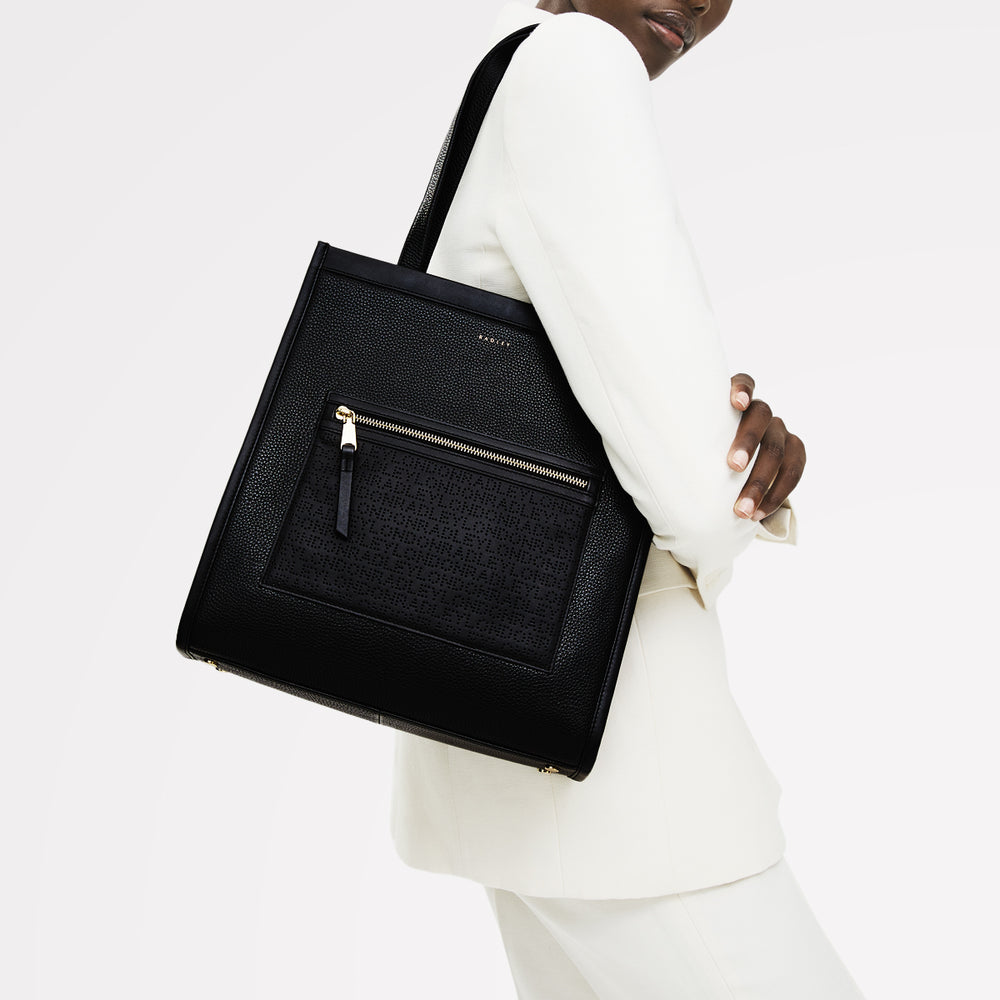 Alba Place Logo Medium Ziptop Tote Bag in Black - 111936