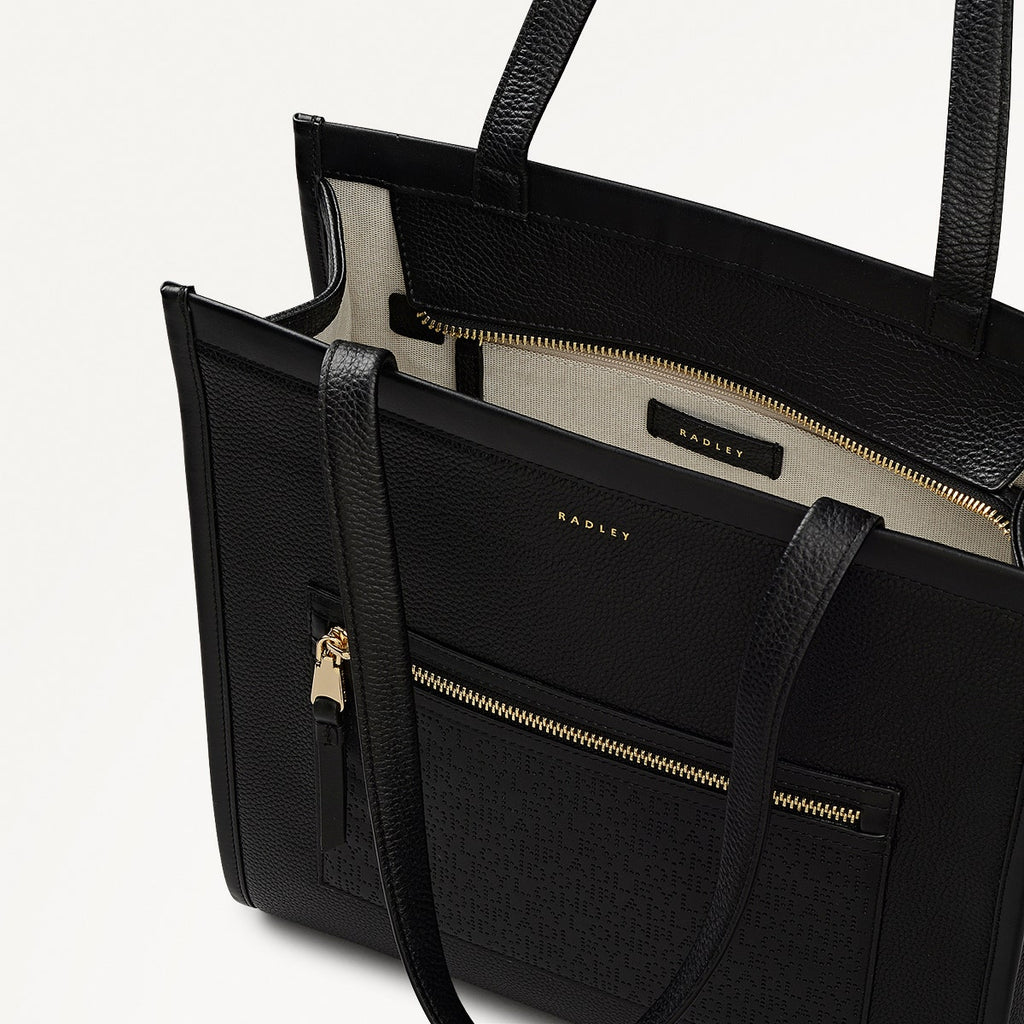 Alba Place Logo Medium Ziptop Tote Bag in Black - 111936