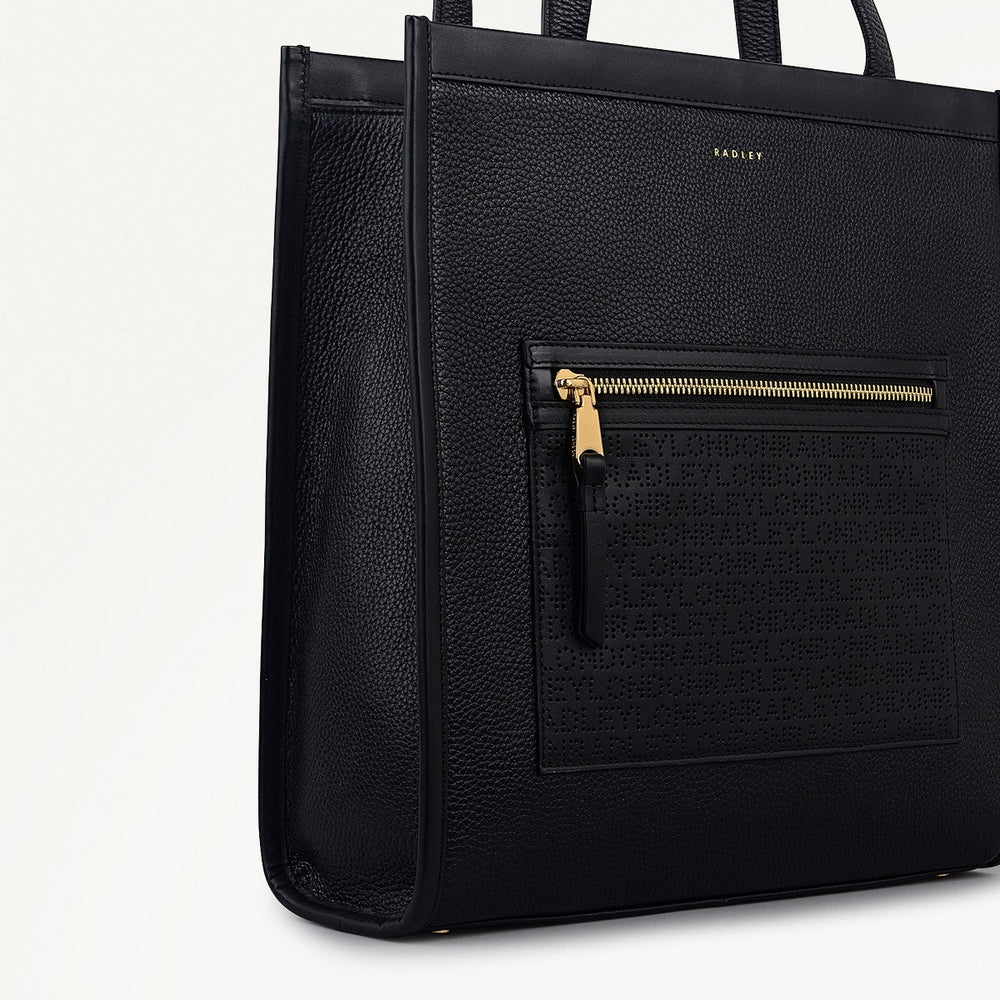 Alba Place Logo Medium Ziptop Tote Bag in Black - 111936