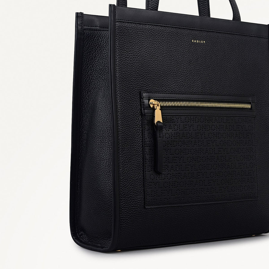 Alba Place Logo Medium Ziptop Tote Bag in Black - 111936