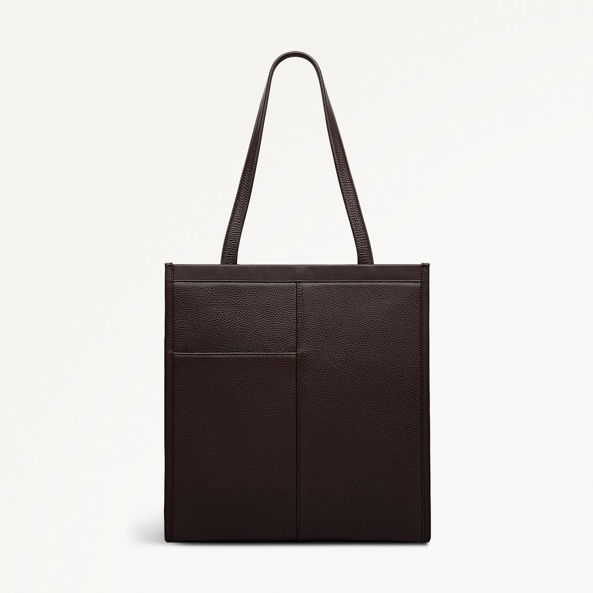 Alba Place Leather Medium Ziptop Tote Bag in Dark Oak - 111938