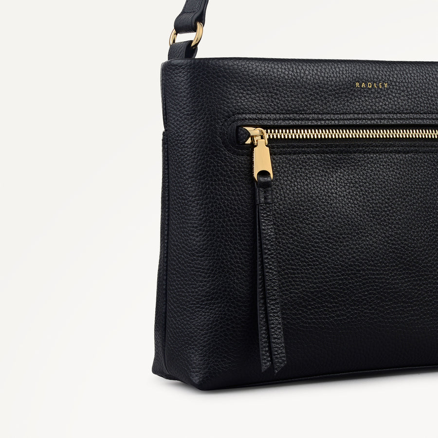 Pickwick Leather Small Ziptop Cross Body Bag in Black - 111939