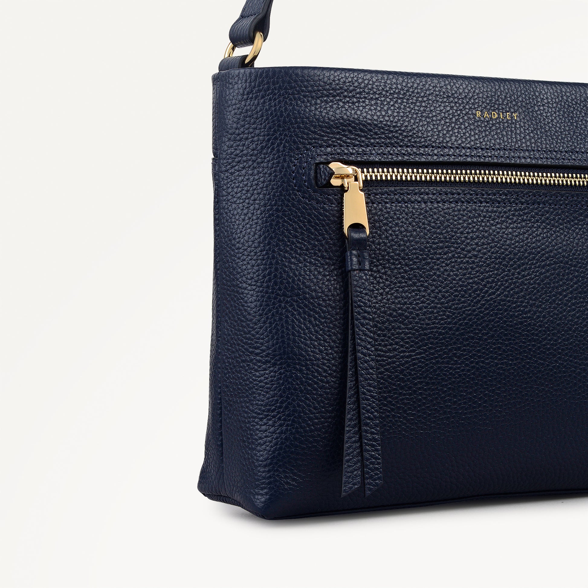 Pickwick Leather Small Ziptop Cross Body Bag in Ink - 111940