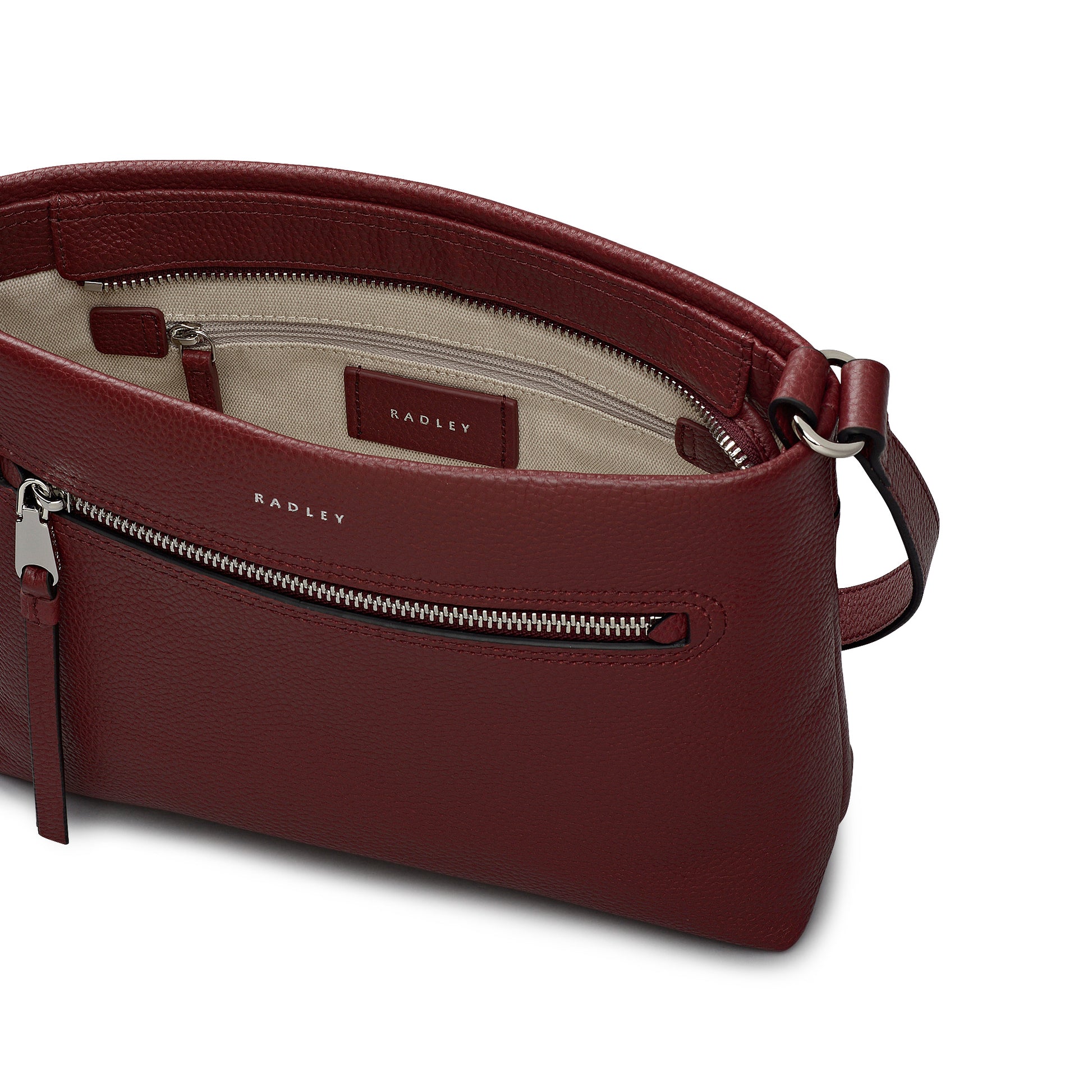 Pickwick Leather Small Ziptop Cross Body Bag in Merlot - 111942