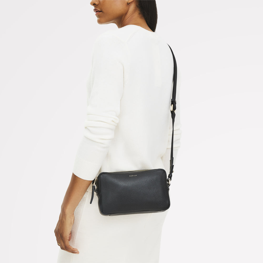Tavistock Leather Mini Zip Around Cross Body Bag in Black - 111943