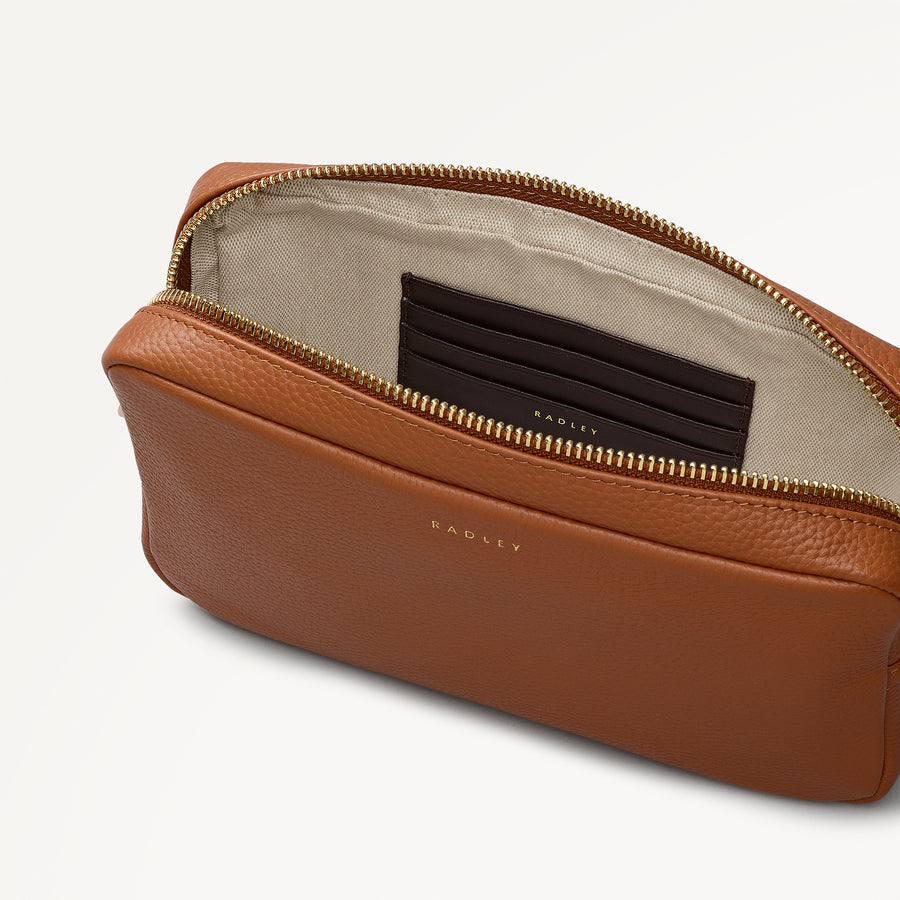 Tavistock Leather Mini Zip Around Cross Body Bag in Indus Tan - 111946