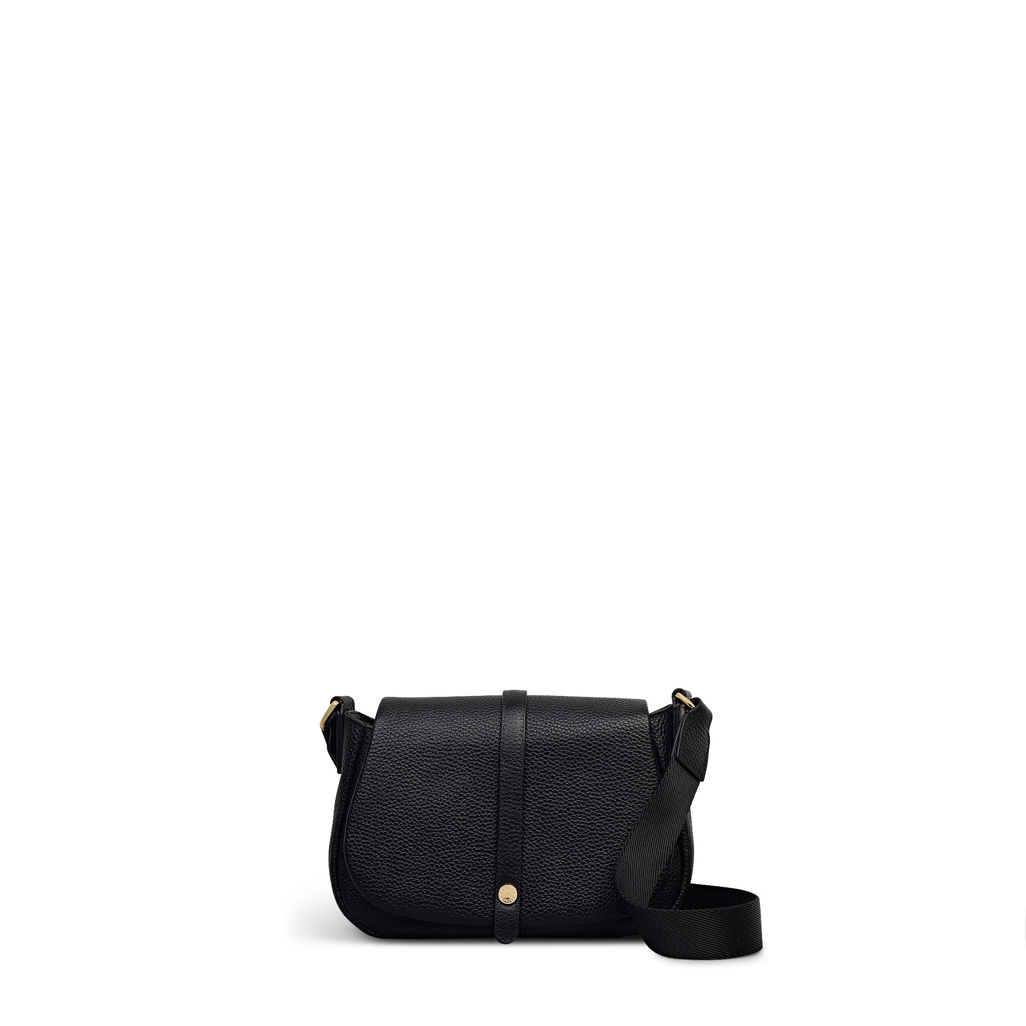 Lulworth Road Leather Mini Flapover Cross Body Bag in Black - 111947