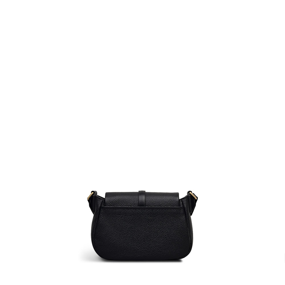 Lulworth Road Leather Mini Flapover Cross Body Bag in Black - 111947