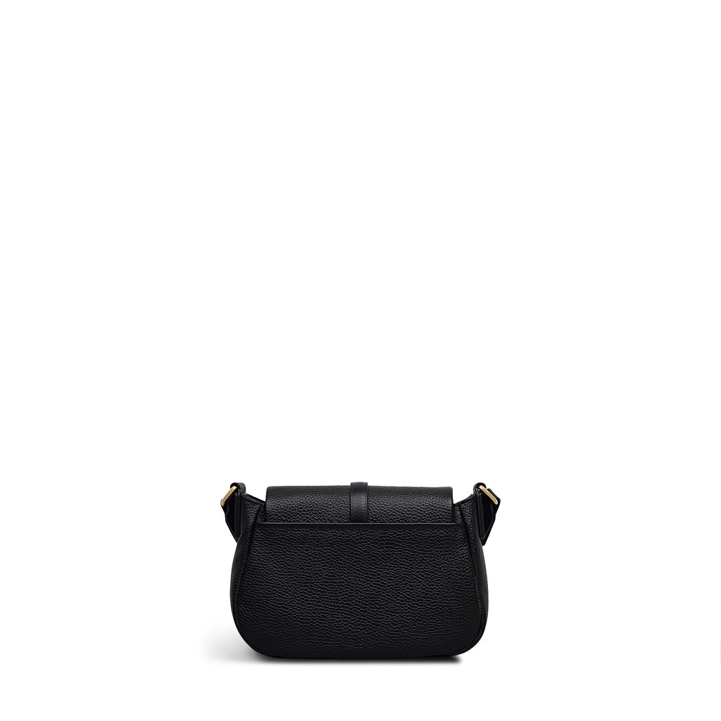 Lulworth Road Leather Mini Flapover Cross Body Bag in Black - 111947
