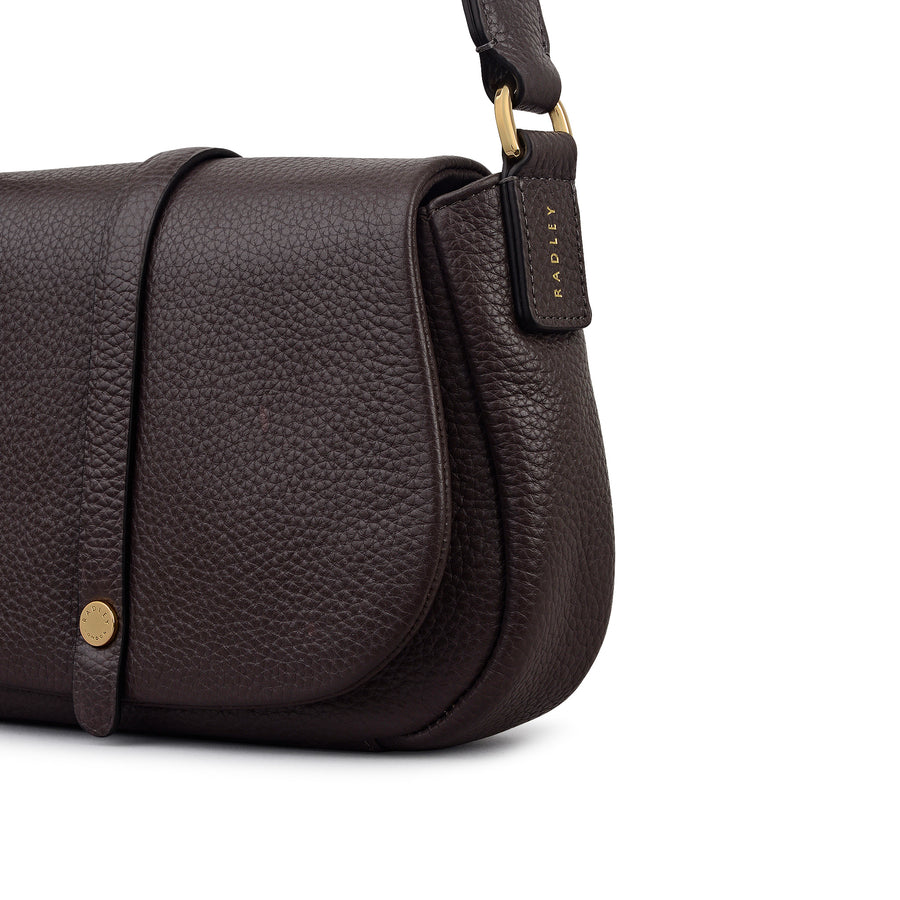 Lulworth Road Leather Mini Flapover Cross Body Bag in Thunder - 111948