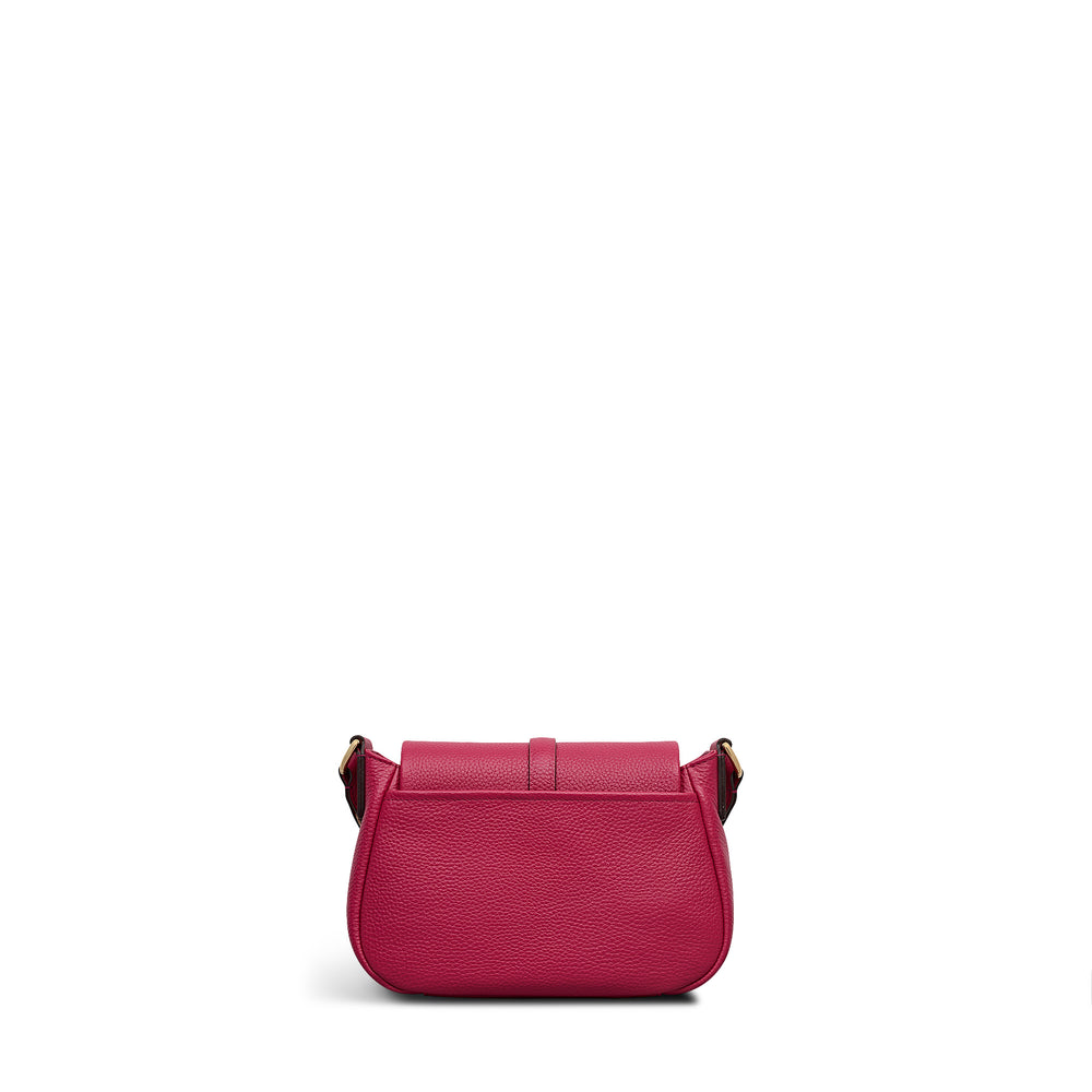 Lulworth Road Leather Mini Flapover Cross Body Bag in Dark Rose - 111950