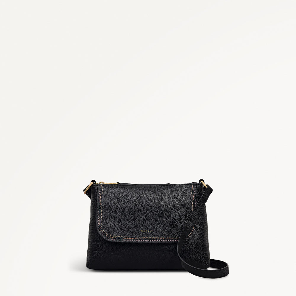 Colwyn Road Leather Small Ziptop Cross Body Bag in Black - 111951