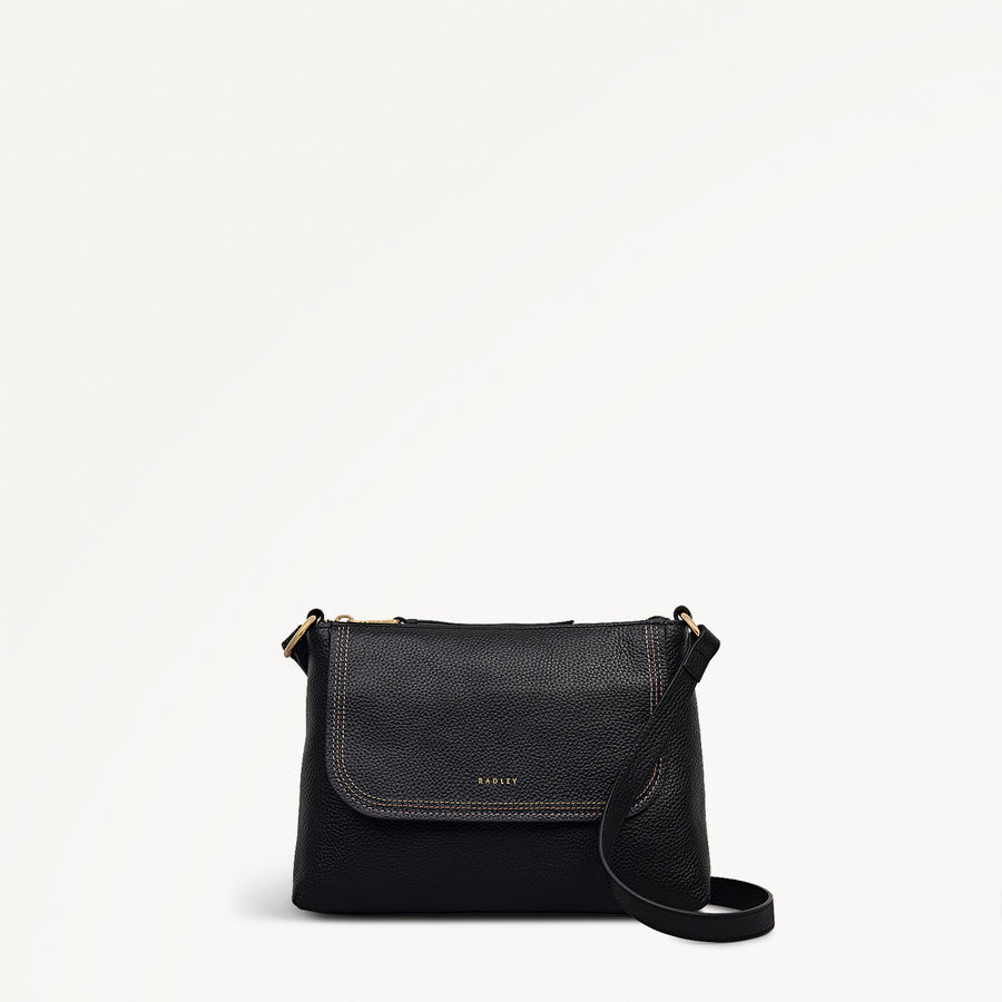 Colwyn Road Leather Small Ziptop Cross Body Bag in Black - 111951