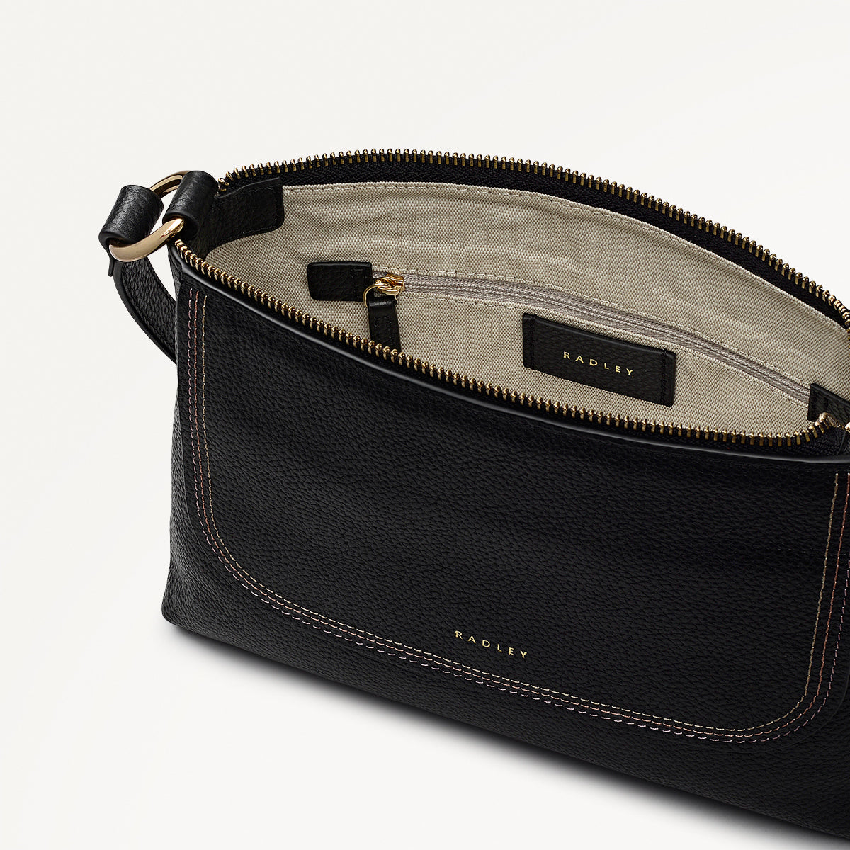 Colwyn Road Leather Small Ziptop Cross Body Bag in Black - 111951