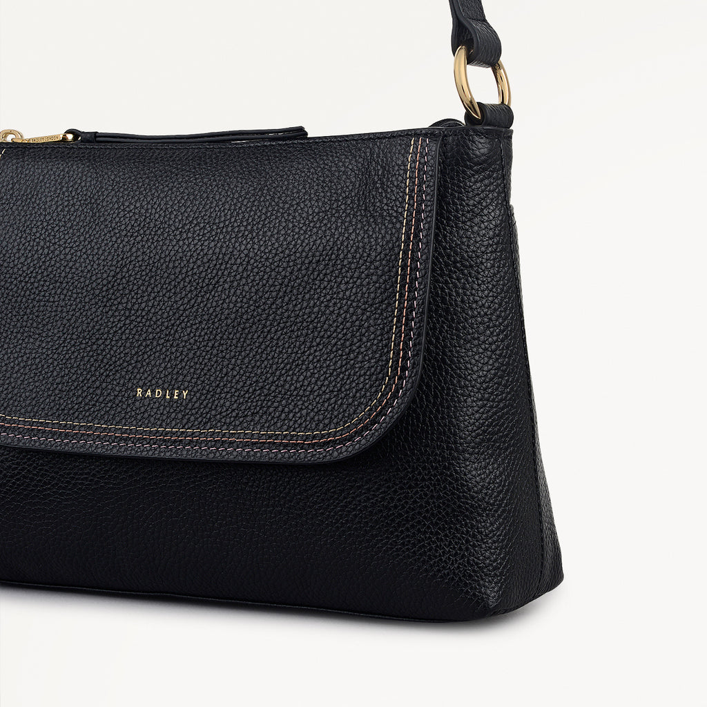 Colwyn Road Leather Small Ziptop Cross Body Bag in Black - 111951