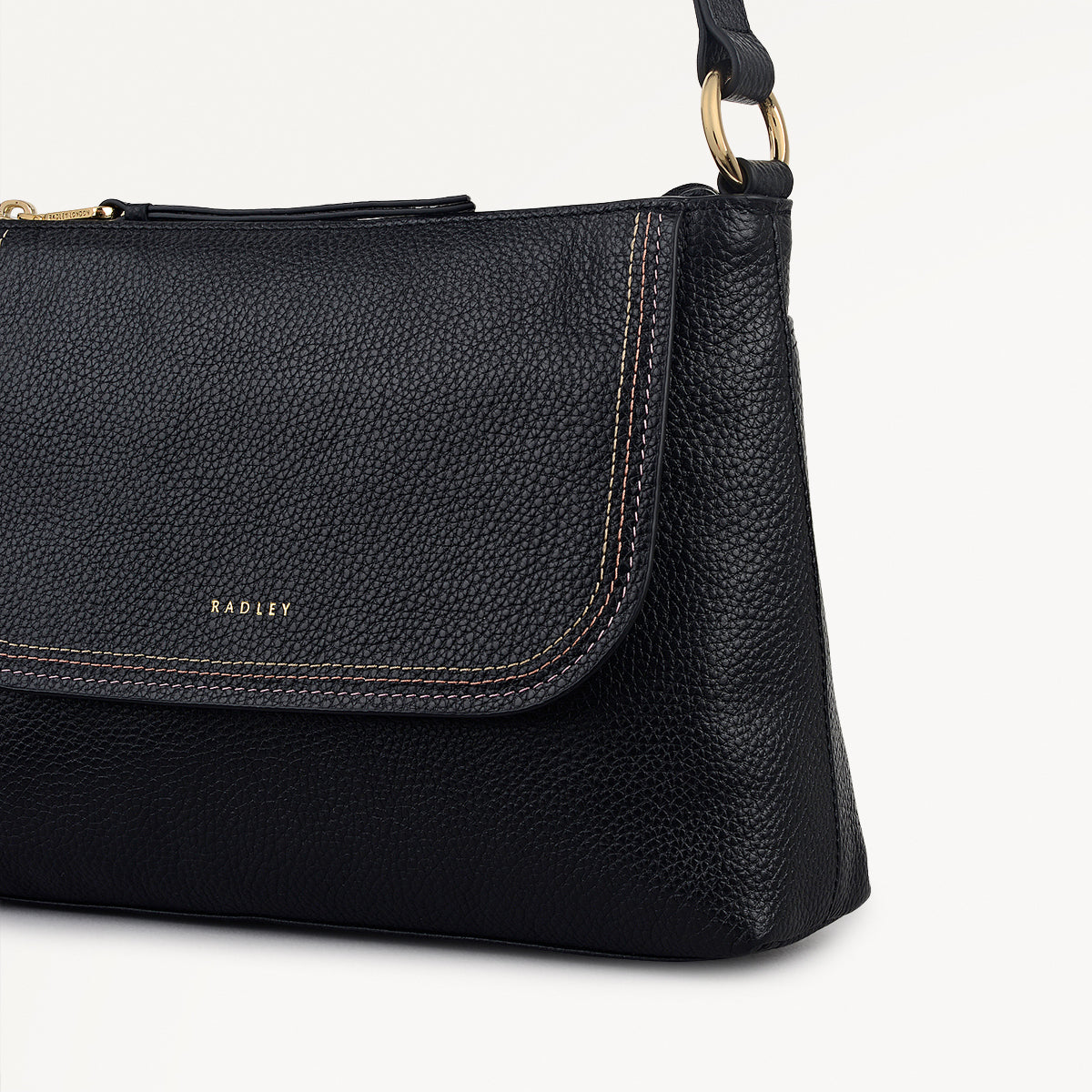 Colwyn Road Leather Small Ziptop Cross Body Bag in Black - 111951