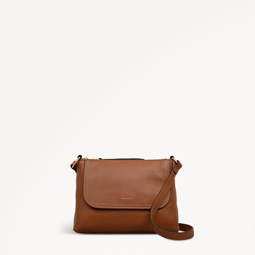 Colwyn Road Leather Small Ziptop Cross Body Bag in Indus Tan - 111953