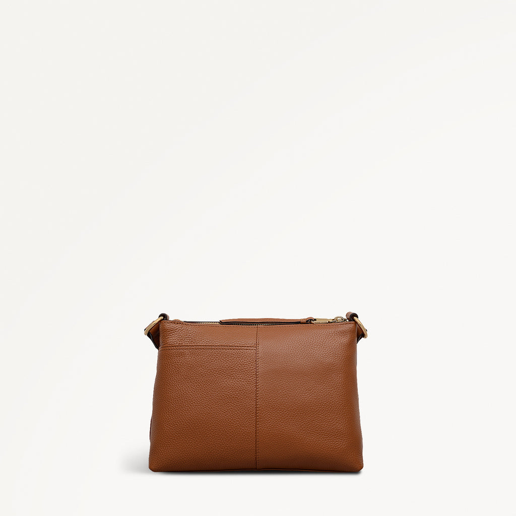 Colwyn Road Leather Small Ziptop Cross Body Bag in Indus Tan - 111953