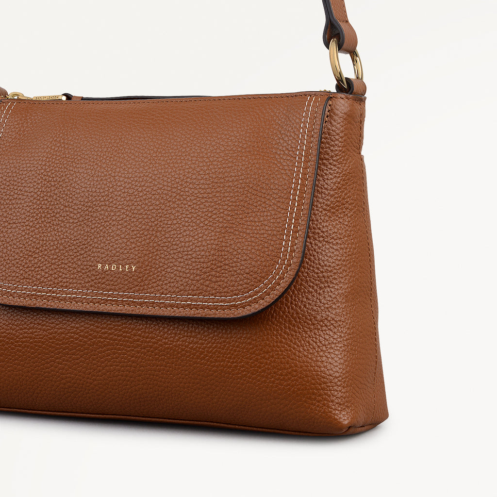 Colwyn Road Leather Small Ziptop Cross Body Bag in Indus Tan - 111953