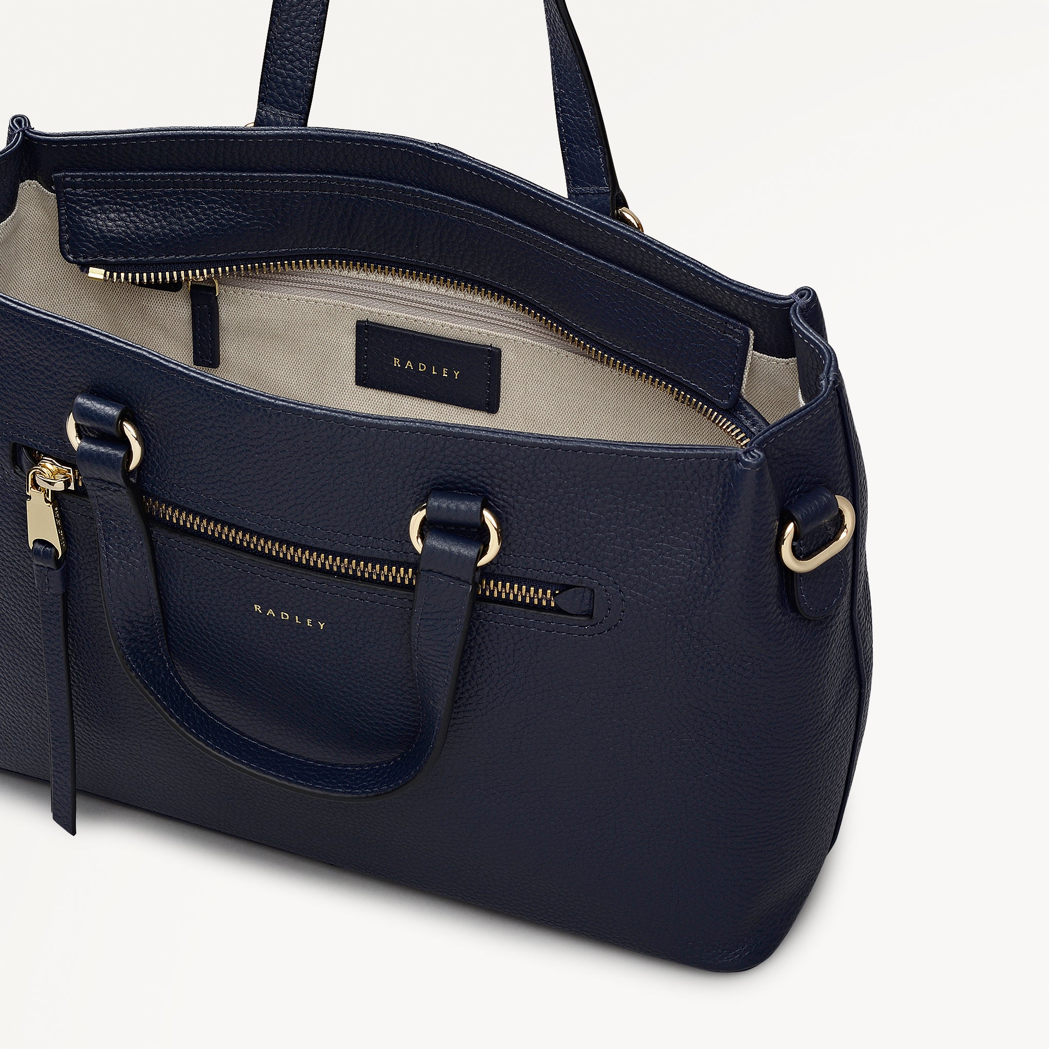 Pickwick Leather Medium Ziptop Satchel Bag in Ink - 111959