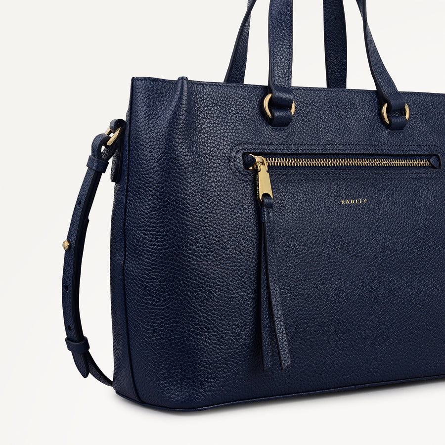 Pickwick Leather Medium Ziptop Grab Bag in Ink - 111959