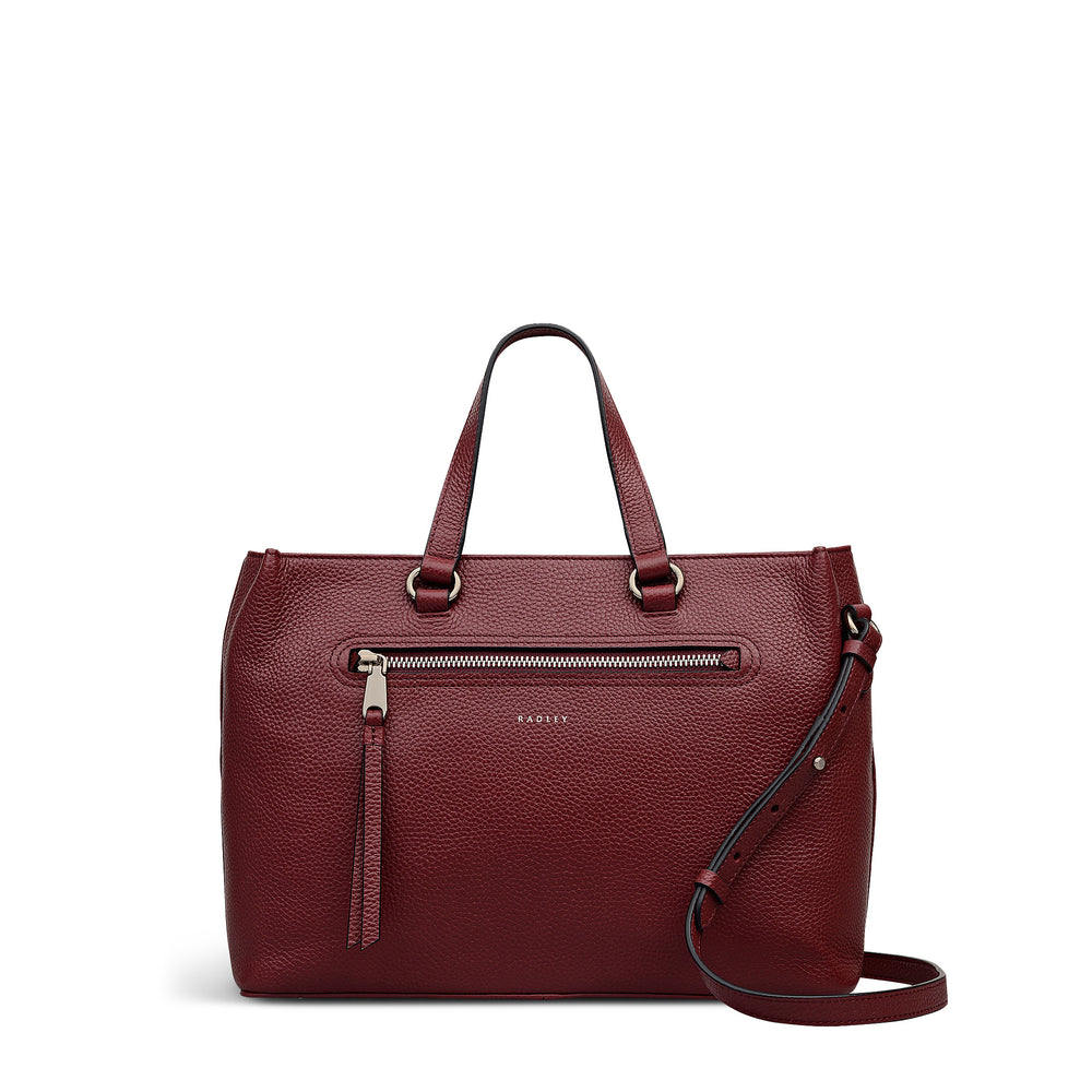 Pickwick Leather Medium Ziptop Satchel Bag in Merlot - 111960