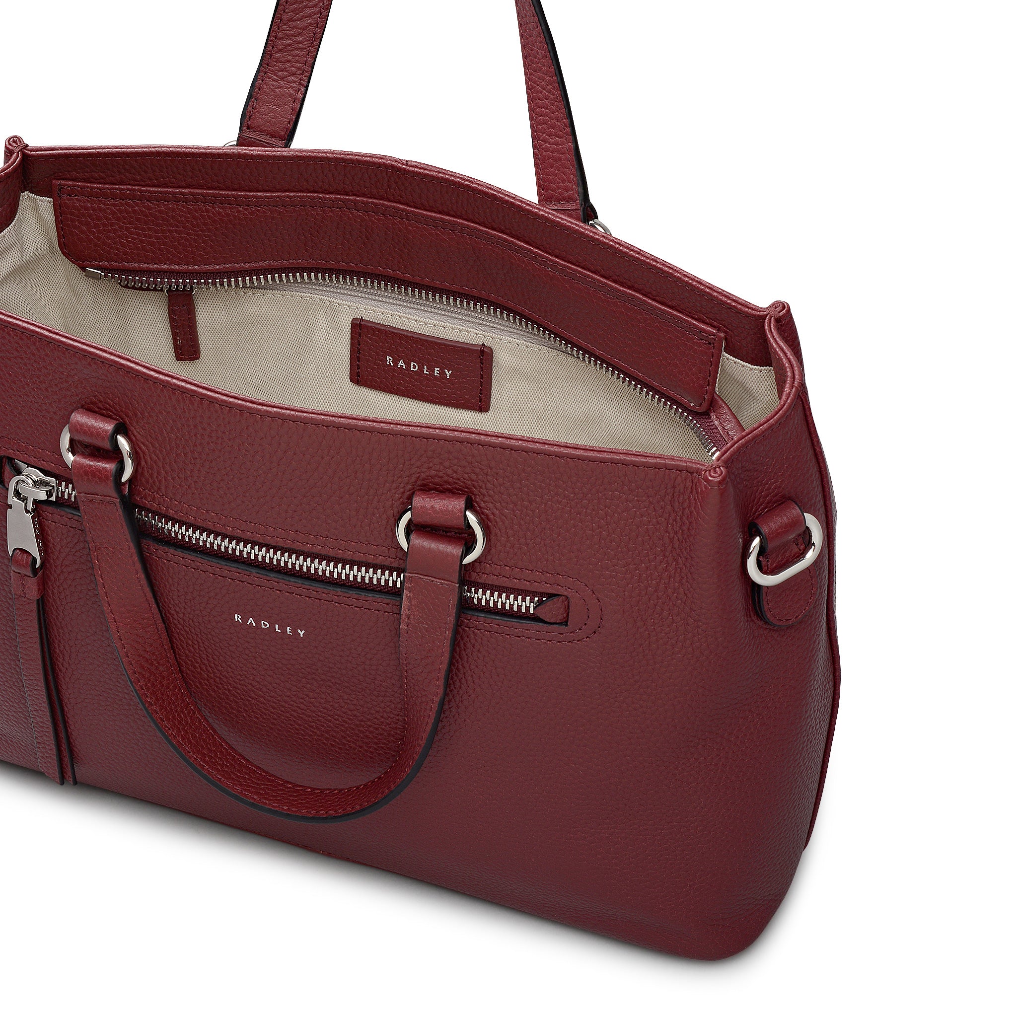 Pickwick Leather Medium Ziptop Satchel Bag in Merlot - 111960