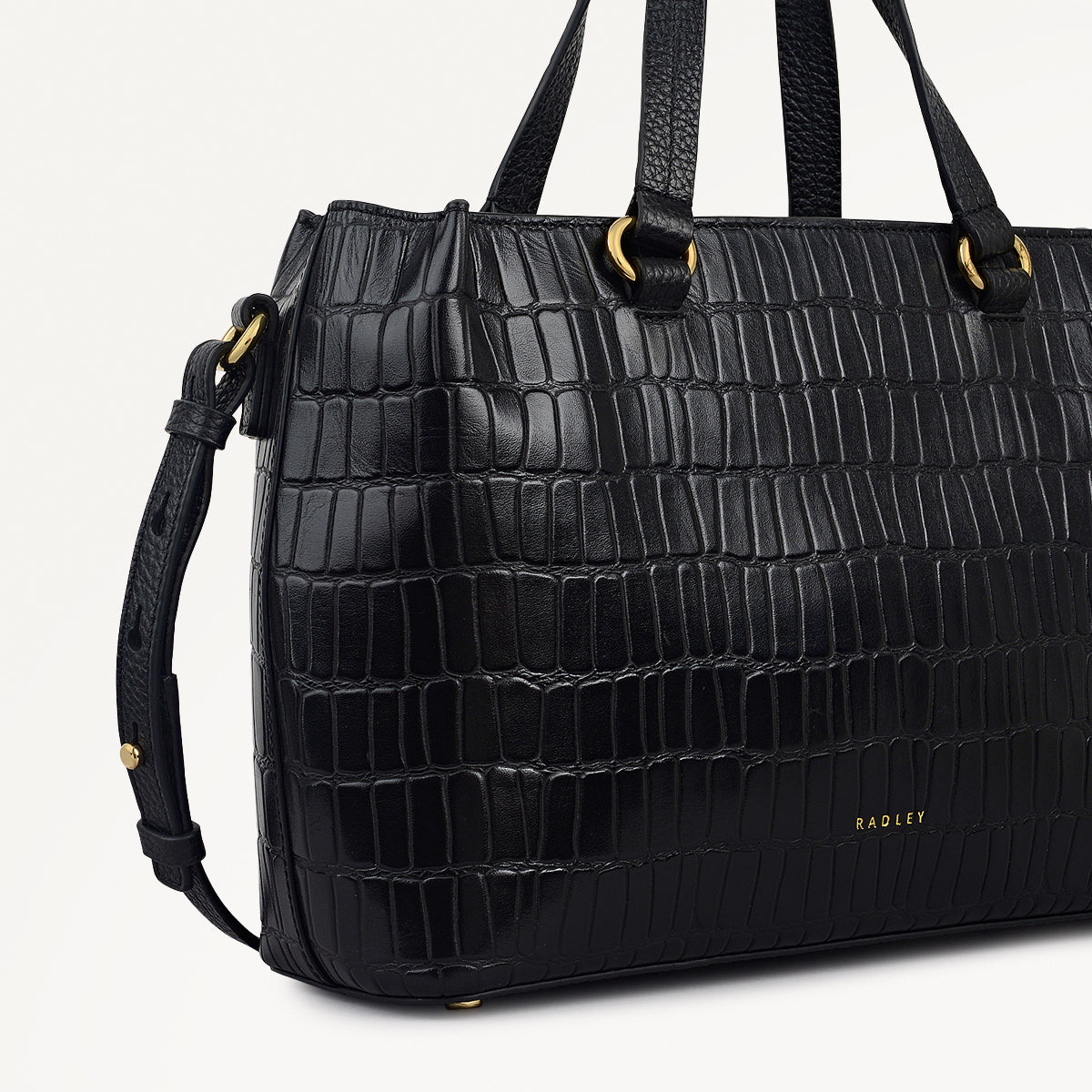 Eltham Mews Leather Small Ziptop Satchel Bag in Black - 111961