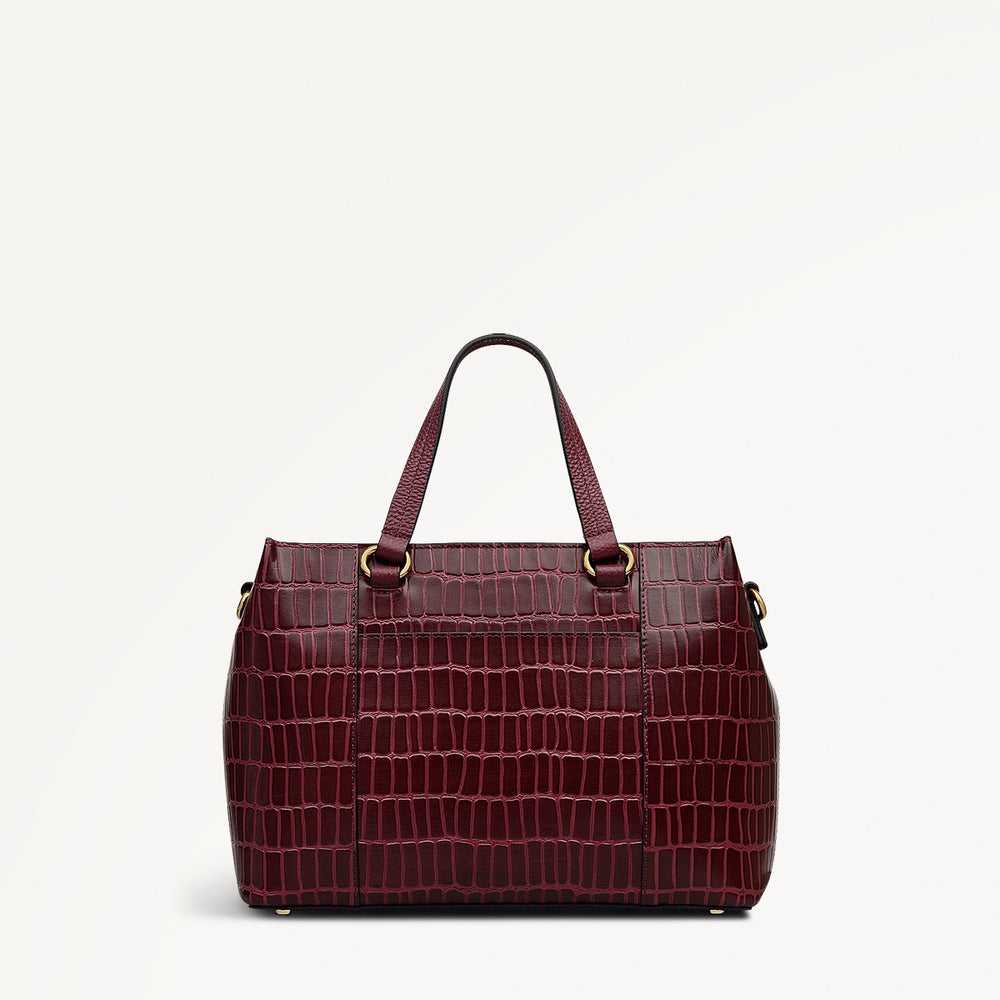 Eltham Mews Leather Small Ziptop Satchel Bag in Merlot - 111962