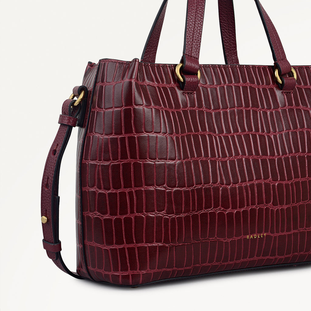 Eltham Mews Leather Small Ziptop Satchel Bag in Merlot - 111962