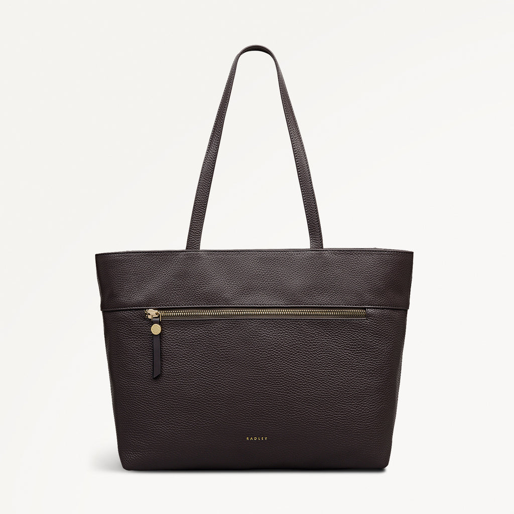 Fountain Road Leather Medium Ziptop Tote Bag in Thunder - 111963