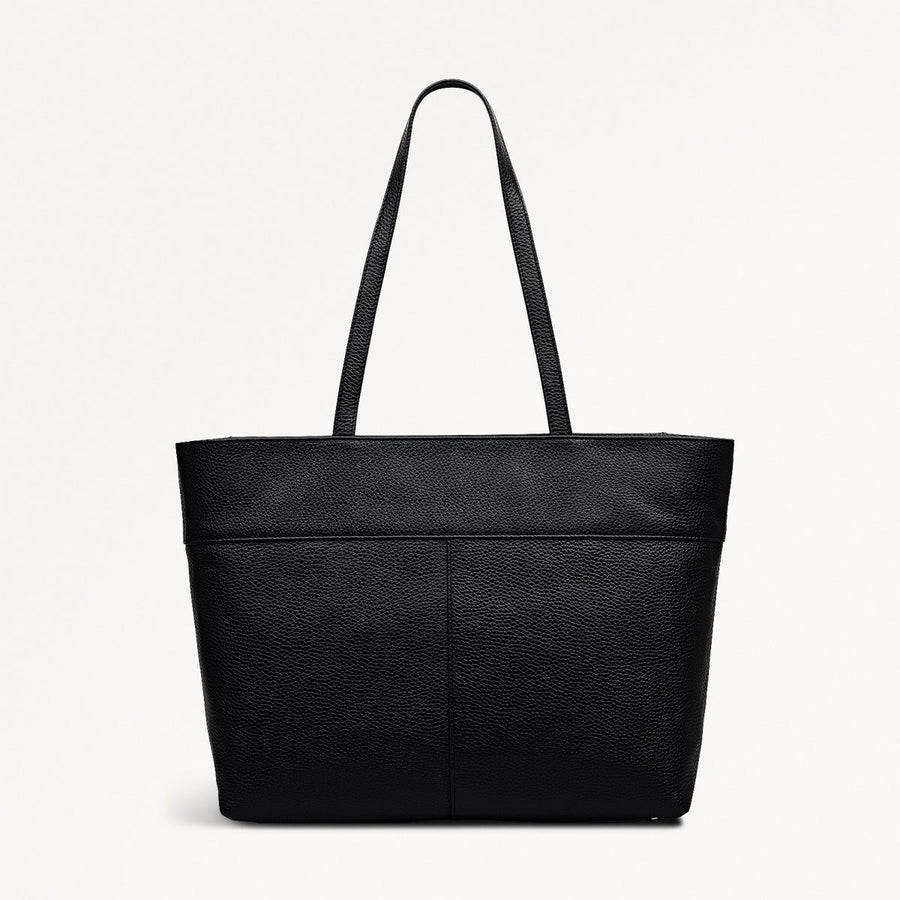 Fountain Road Leather Medium Ziptop Tote Bag in Black - 111964