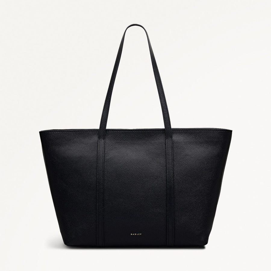 The Weekly Leather Large Ziptop Tote Bag in Black  - 112020