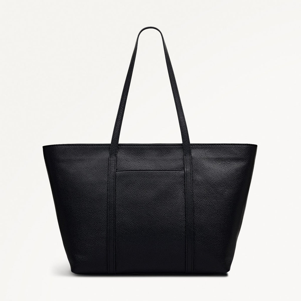 The Weekly Leather Large Ziptop Tote Bag in Black  - 112020